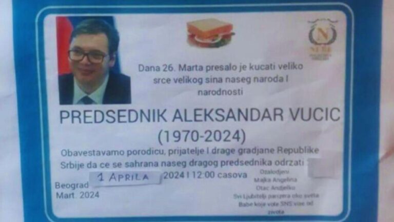 U Mladenovcu postavili Vučićevu umrlicu! (FOTO)