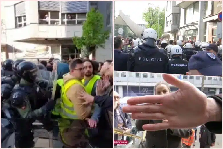UŽIVO SRAMOTA! BLOKADERKA OPISALA KAKO SPROVODE TALAČKU KRIZU ISPRED RTS: Opkolili smo pet vozila Žandarmerije i naravno ne dozvoljavamo da izađu (foto)