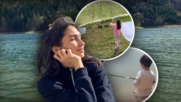 SIN PECA, ĆERKA PROSTIRE VEŠ Jelisaveta Orašanin sa decom otišla iz Beograda: Brvnara u netaknutoj prirodi, a evo kako se provode (Foto)